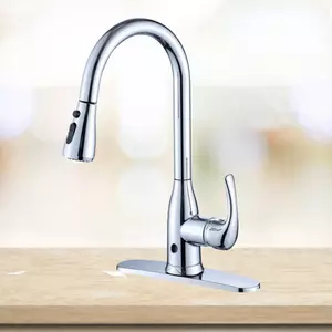 Badijum Chrome One-Handle High Arc Motion Kitchen Faucet