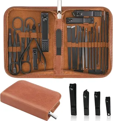 Nail Clipper Set with Leather Case
